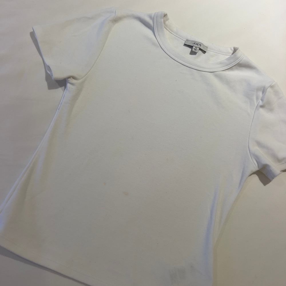 Joe's Jeans Womens XS White Short Sleeve Crew Neck T-Shirt Made in USA Basic